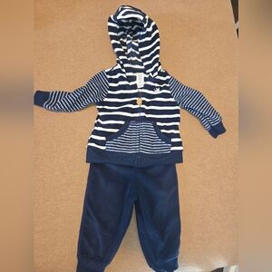 Navy Striped Hoodie and Pants Set